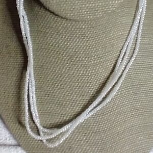Triple layer white seed beads necklace barrel clasp